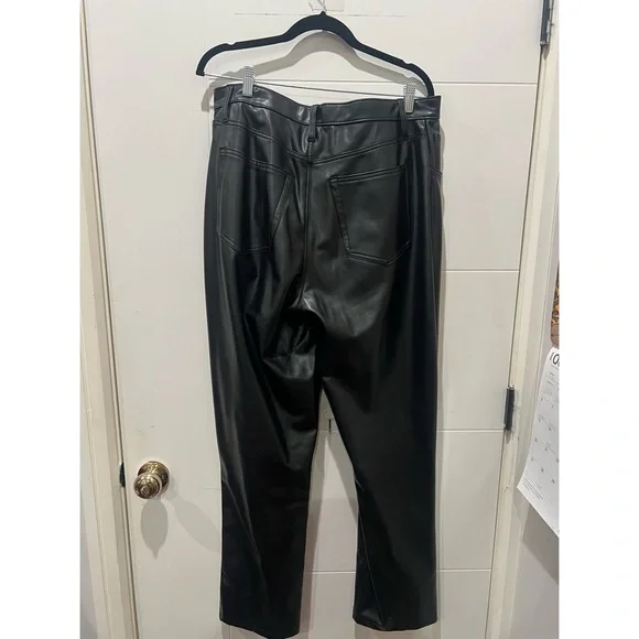 Abercrombie & Fitch Black Vegan Leather Straight Leg Pants - Picture 2 of 4